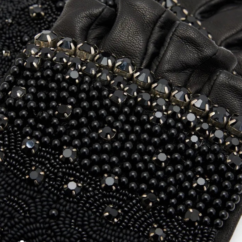 All Saints Black Rhinestone Fingerless Gloves - Picture 4 of 4